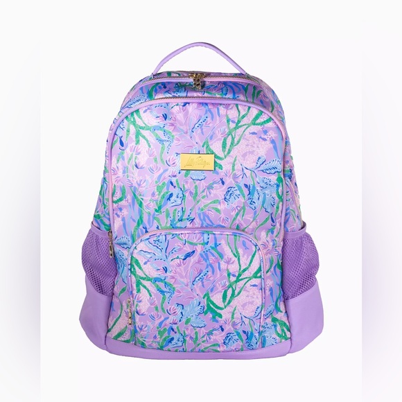 Lilly Pulitzer Large Printed Backpack School Book Bag Multi Seacret Escape Home - Picture 1 of 5